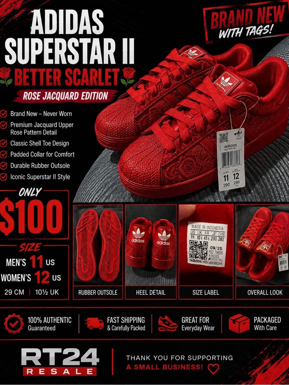 adidas Superstar II 'Better Scarlet' Men's Sneakers - Scarlet Red